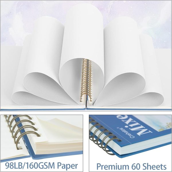 Crehatos Mixed Media Sketchbook 9" x 12", Top Spiral Bound Sketch Pad, 60 Sheets 98lb/160gsm Drawing Paper for Wet and Dry Media, 1 Pack - Image 4