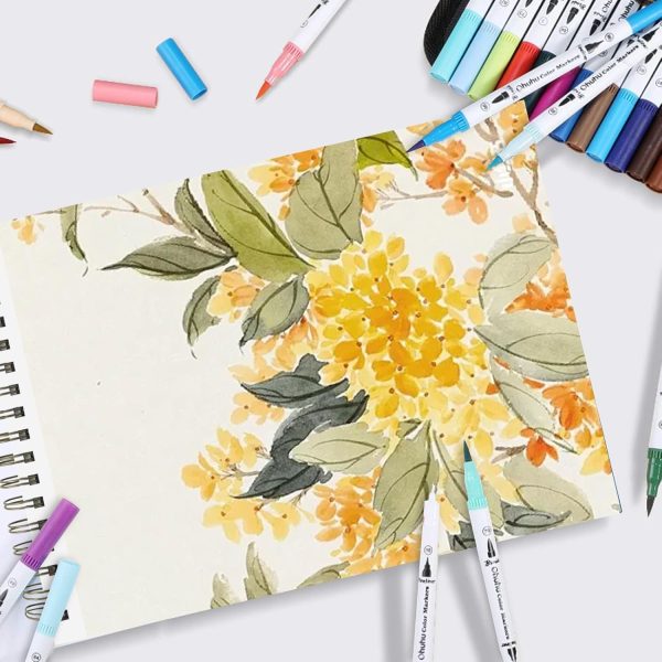 Crehatos Mixed Media Sketchbook 9" x 12", Top Spiral Bound Sketch Pad, 60 Sheets 98lb/160gsm Drawing Paper for Wet and Dry Media, 1 Pack - Image 6