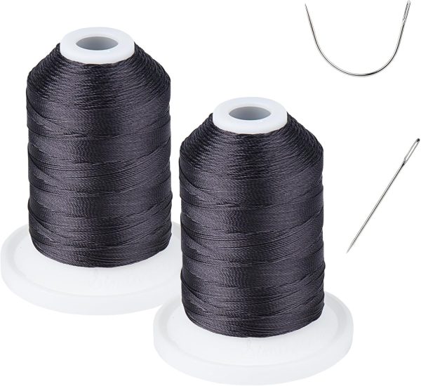 UV Resistant - Heavy Duty Outdoor Thread for Hand or Machine Sewing - Simthread 100% Polyester Bonded Thread Tex 69 (12wt) - 250 Yards x 2 Spools NP-Black